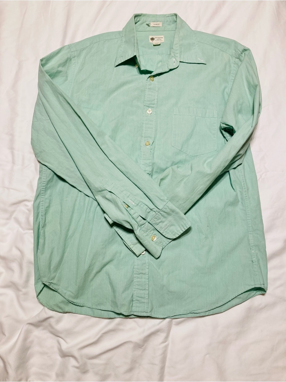 J. Crew Men's Light Mint Green Long-Sleeve Button-Up Shirt